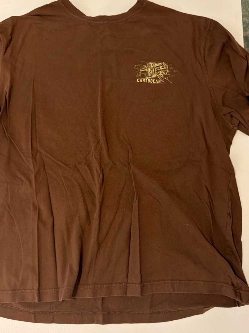 Caribbean Brown Short Sleeve Tee with Small Chest Graphic